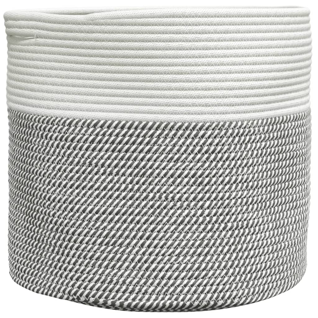 Košara za pohranu sivo-bijela Ø 40 x 35 cm pamučna
