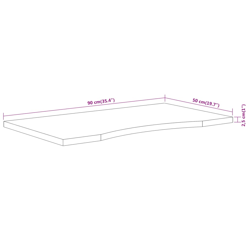 Stolna ploča 90x50x2,5 cm pravokutna od masivne bukovine