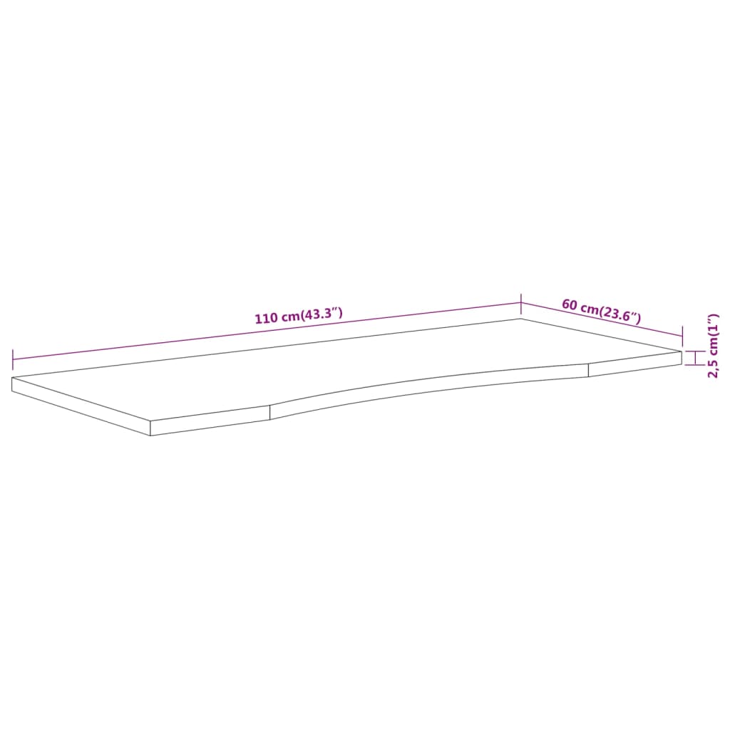 Ploča za radni stol 110x60x2,5 cm pravokutna od drva bagrema