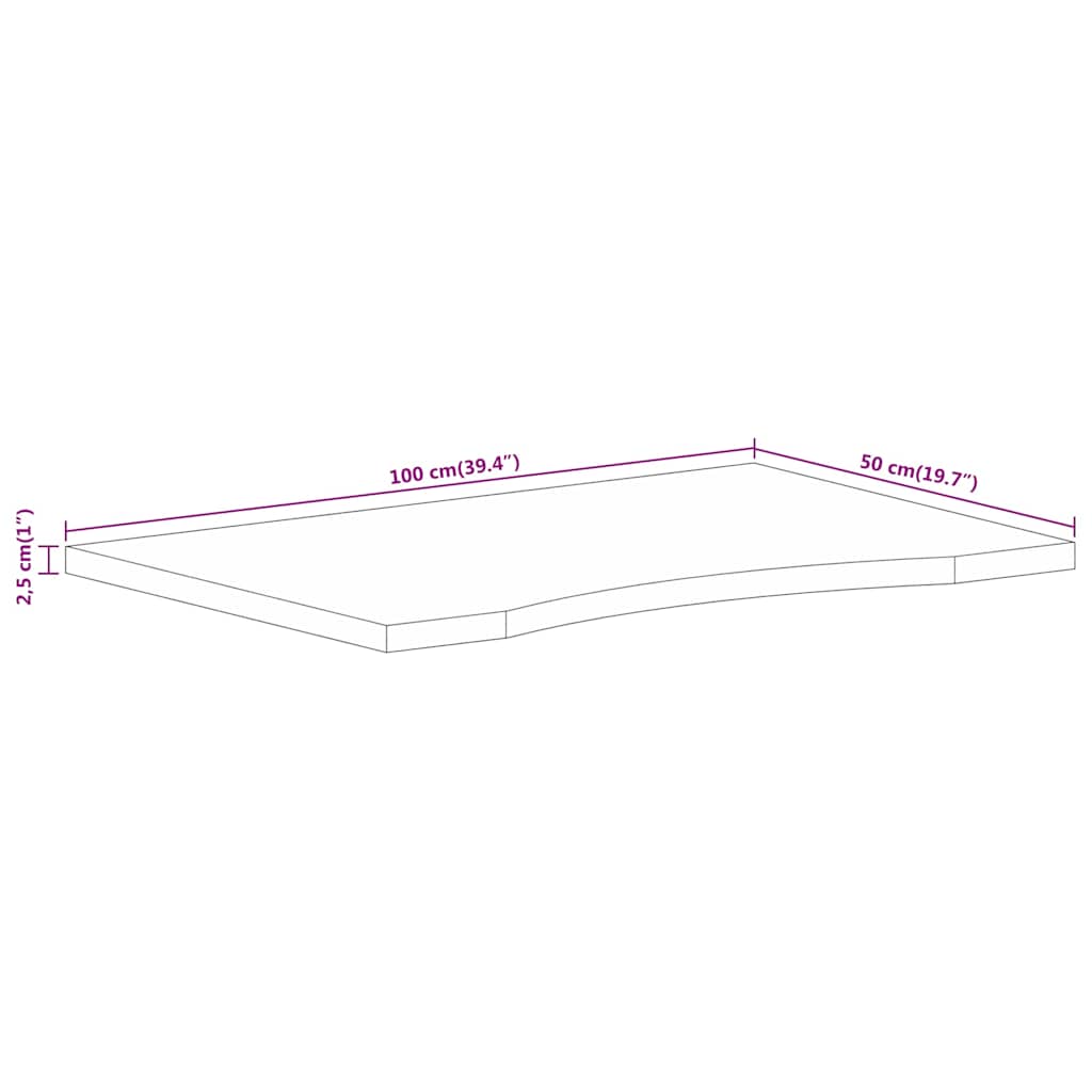 Ploča za radni stol zaobljena 100x50x2,5 cm od drva manga