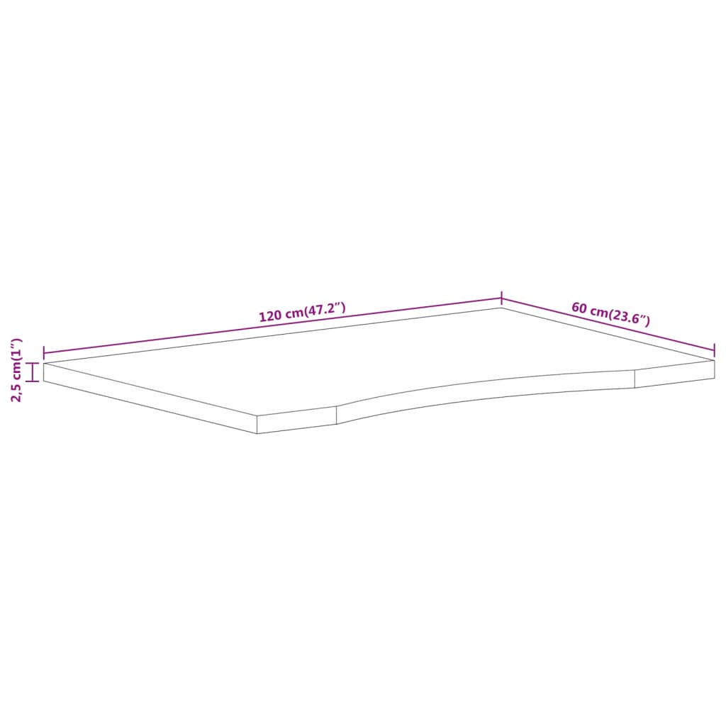 Ploča za radni stol zaobljena 120 x 60 x 2,5 cm od drva manga