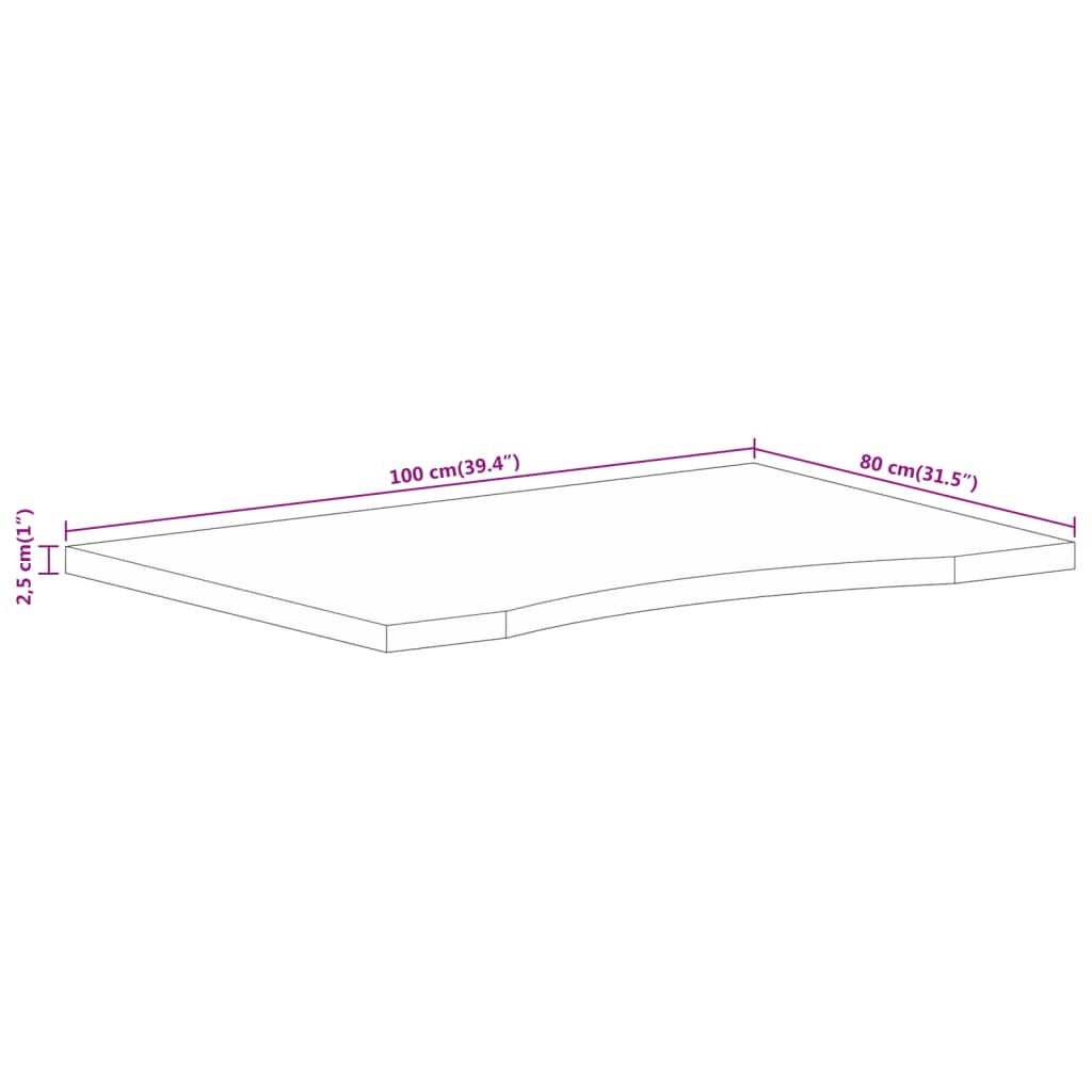 Ploča za radni stol zaobljena 100x80x2,5 cm od drva manga