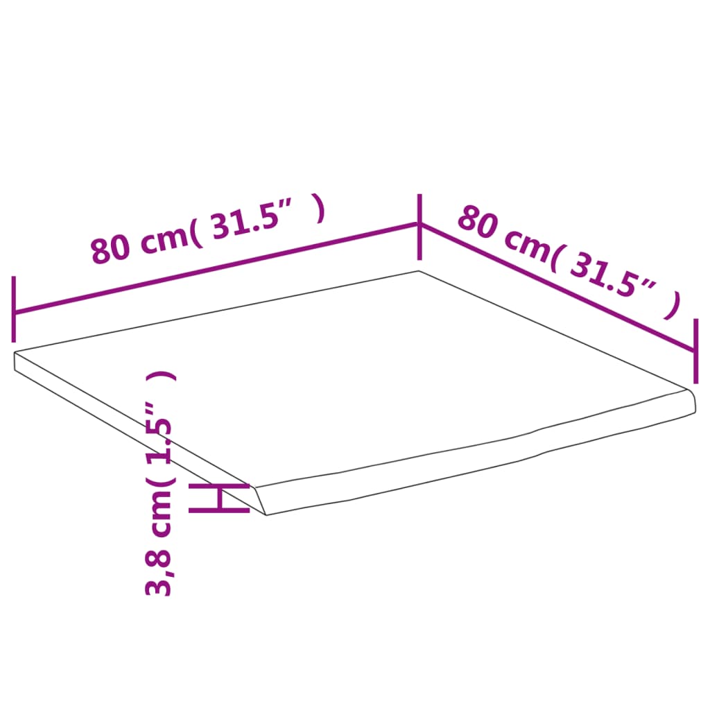 Stolna ploča 80x80x3,8 cm četvrtasta od bagrema sa živim rubom