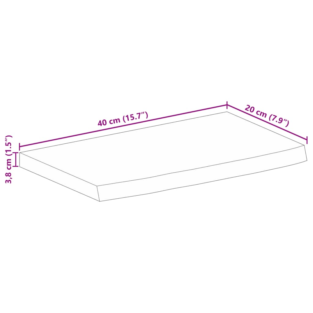 Stolna ploča 40x20x3,8 cm masivno drvo manga sa živim rubom