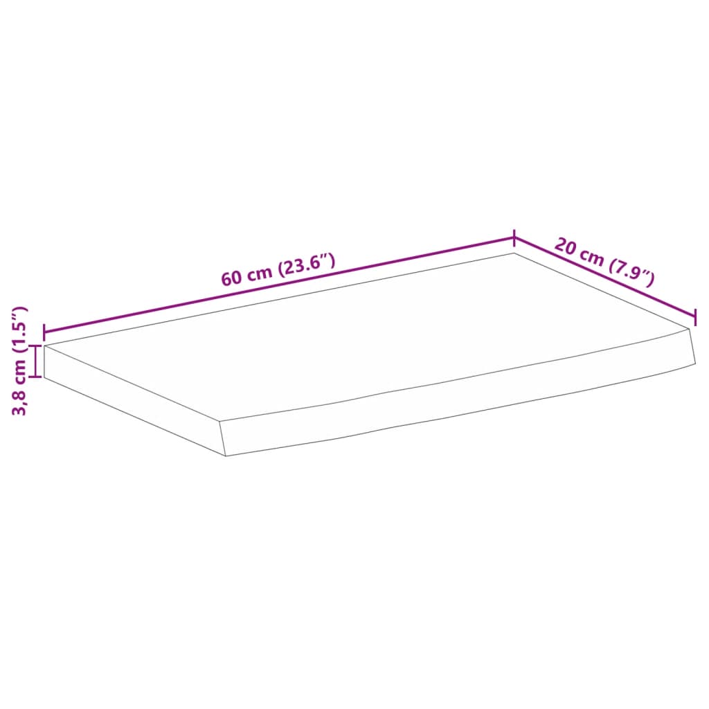 Stolna ploča sa živim rubom 60x20x3,8 cm od masivnog drva manga