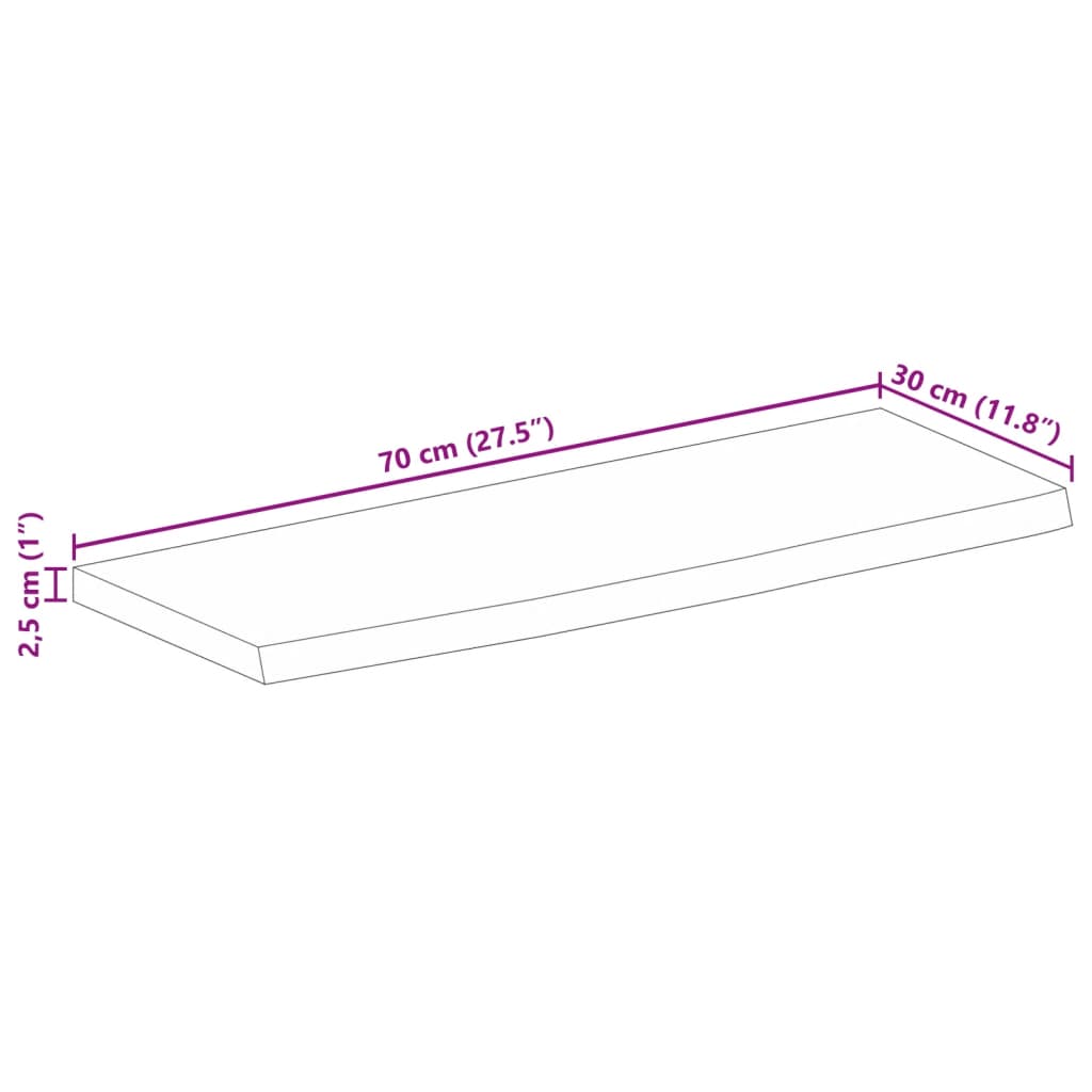 Stolna ploča sa živim rubom 70x30x2,5 cm od masivnog drva manga