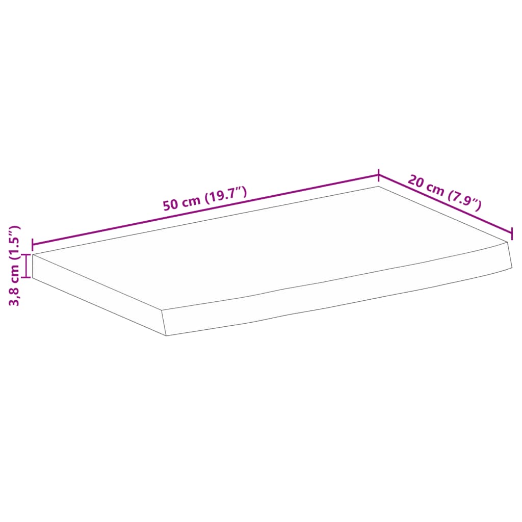 Stolna ploča sa živim rubom 50x20x3,8 cm od masivnog drva manga