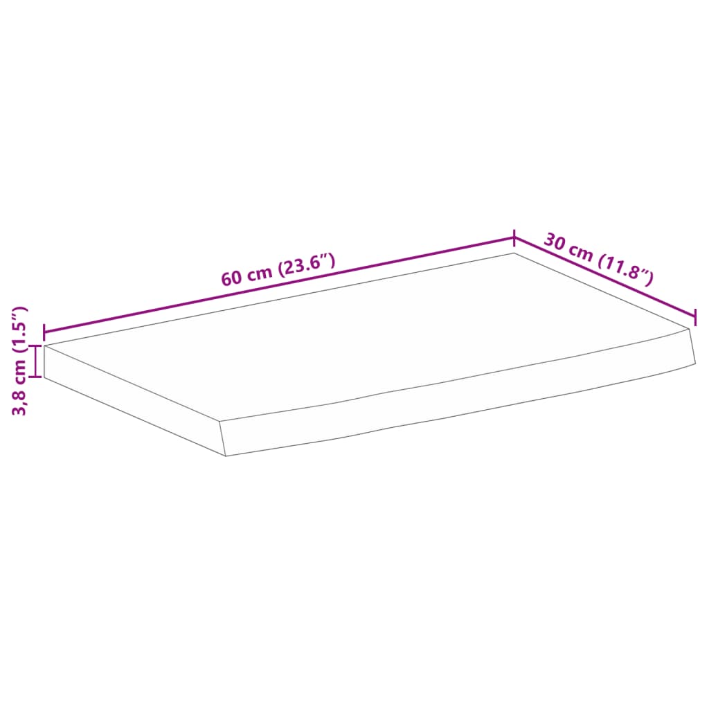Stolna ploča sa živim rubom 60x30x3,8 cm od masivnog drva manga