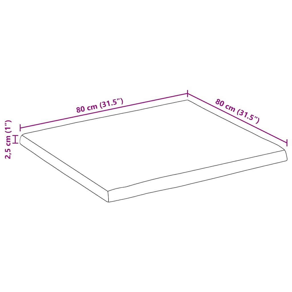 Stolna ploča 80x80x2,5 cm četvrtasta od bagrema sa živim rubom