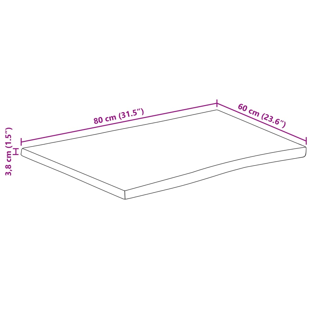 Stolna ploča sa živi rub 80x60x3,8 cm masivno grubo drvo manga