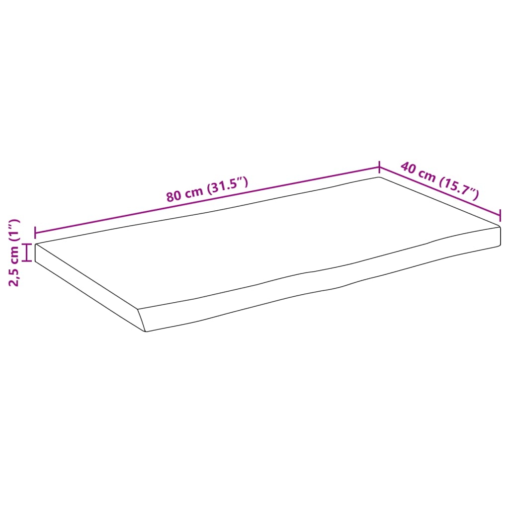 Stolna ploča 80x40x2,5 cm od masivnog drva manga sa živim rubom