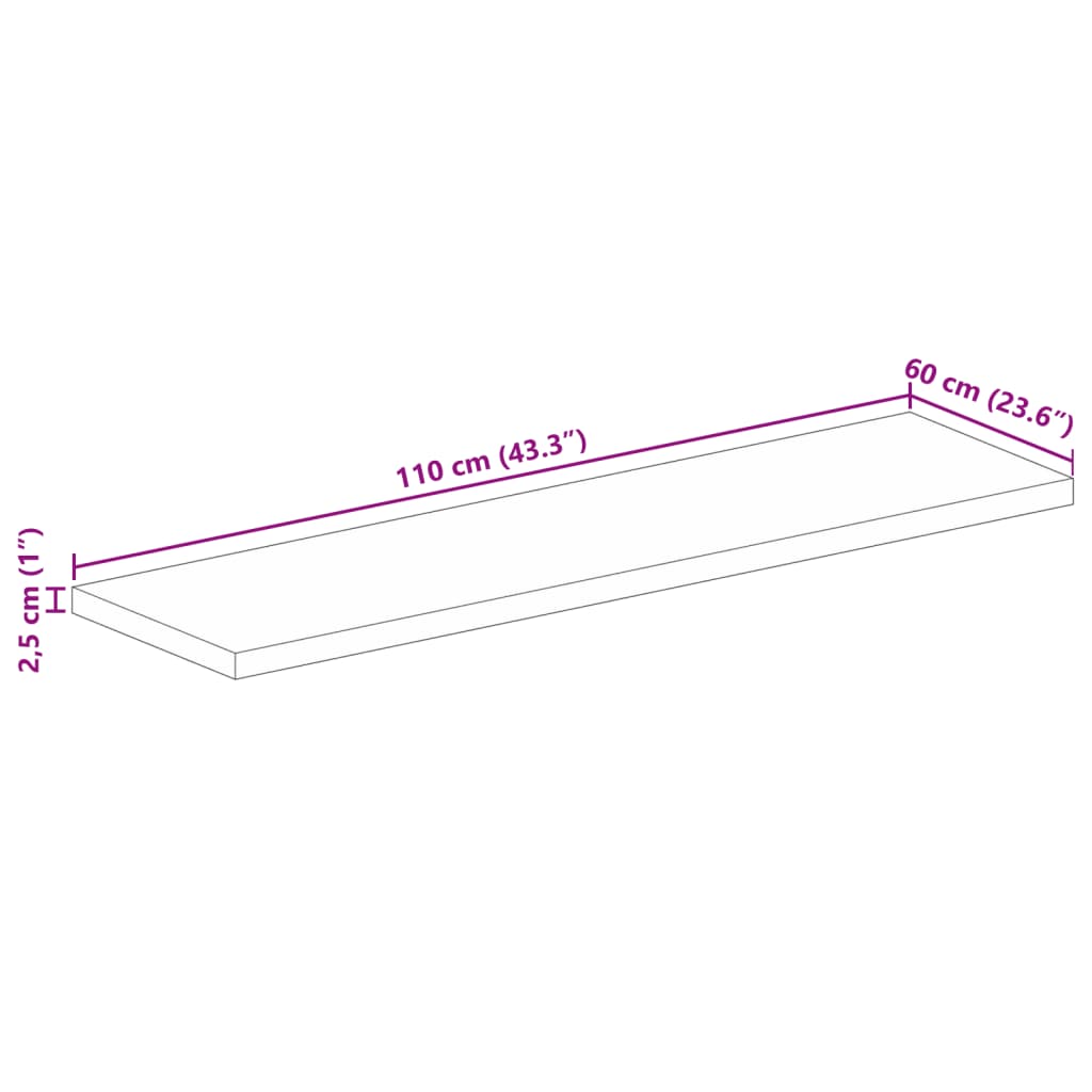 Stolna ploča 110x60x2,5 cm pravokutna od masivnog drva bagrema