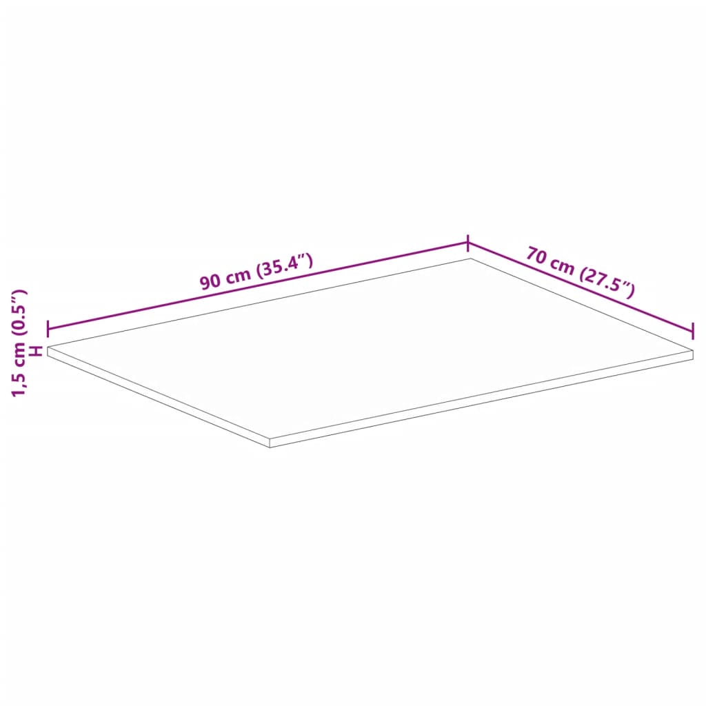 Stolna ploča 90x70x1,5 cm pravokutna masivno obnovljeno drvo
