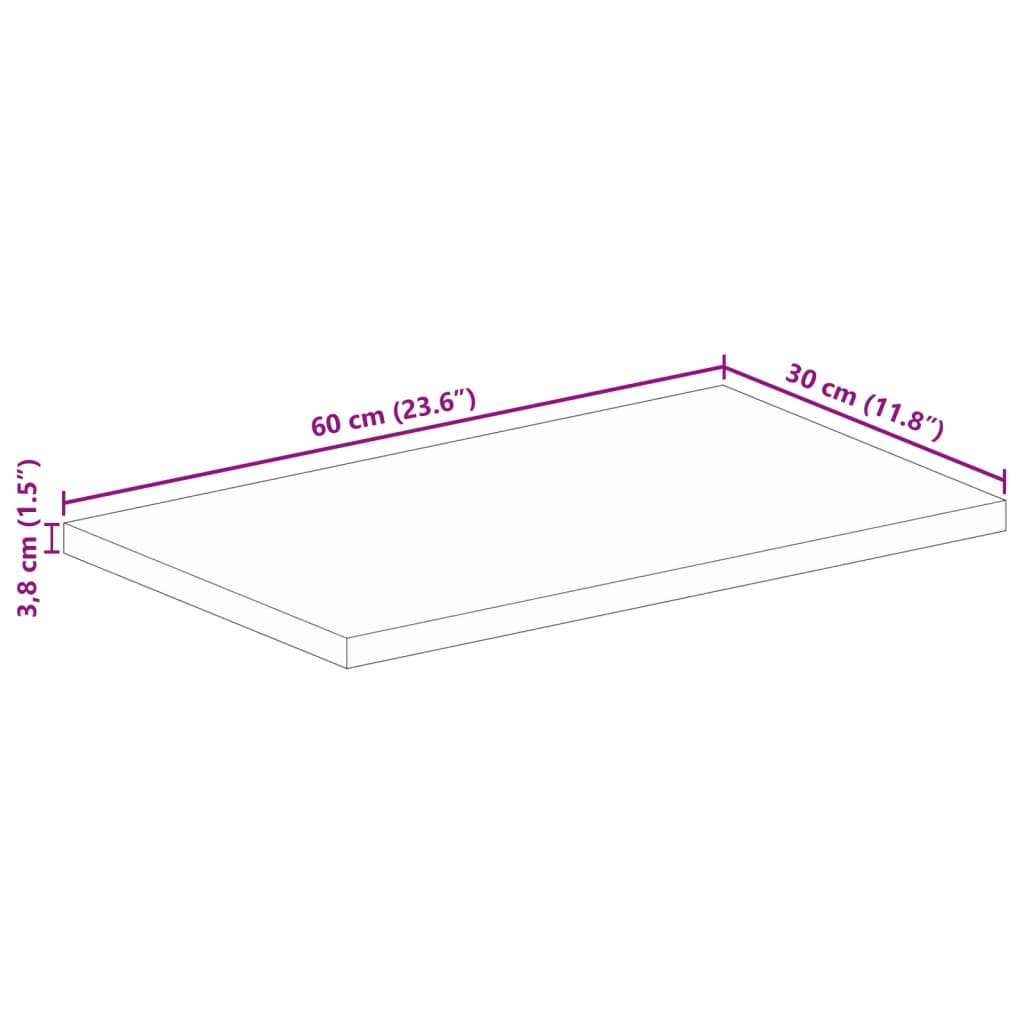 Ploča za stol 50x20x3,8 cm pravokutna masivno obnovljeno drvo
