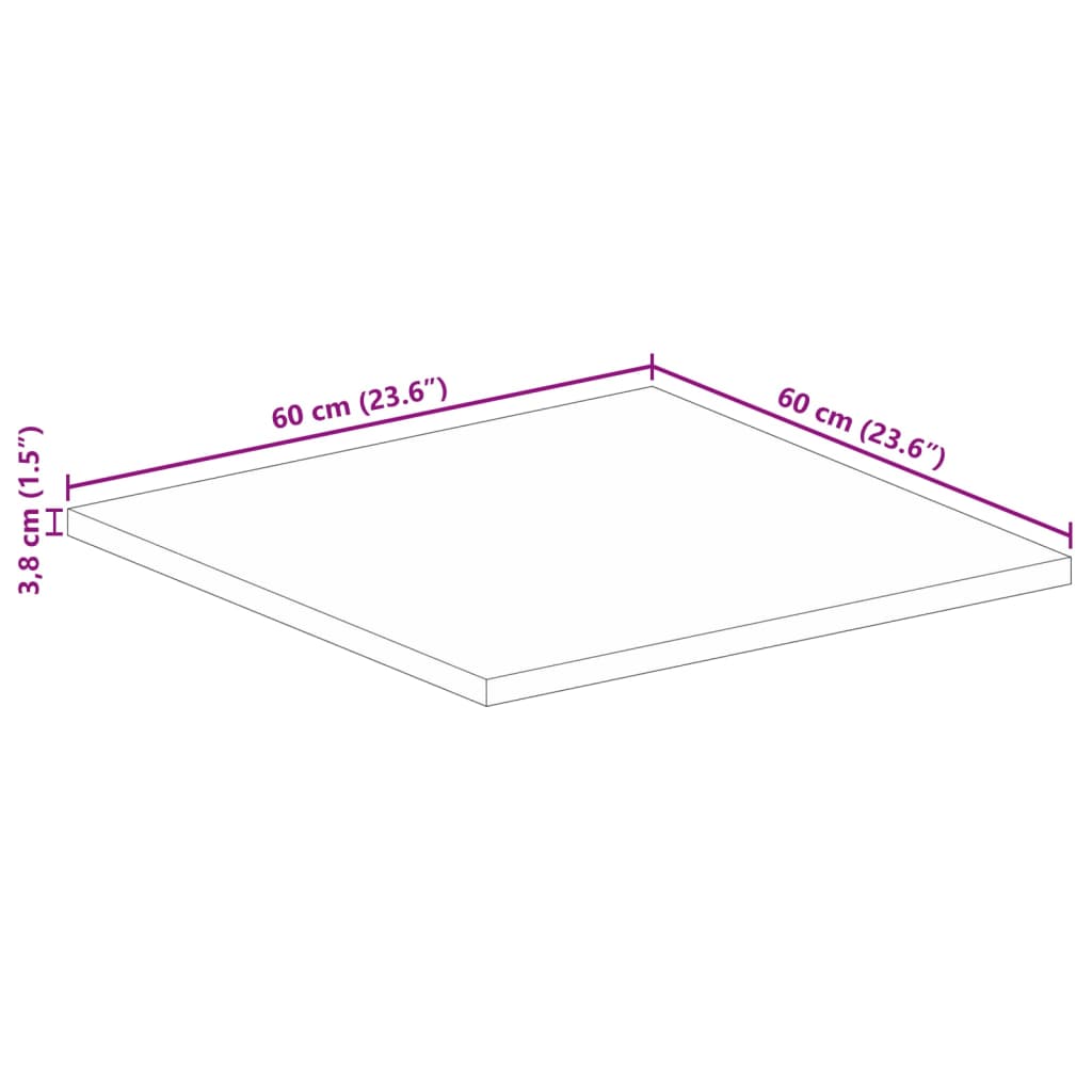 Stolna ploča 60x60x3,8 cm četvrtasta masivno obnovljeno drvo