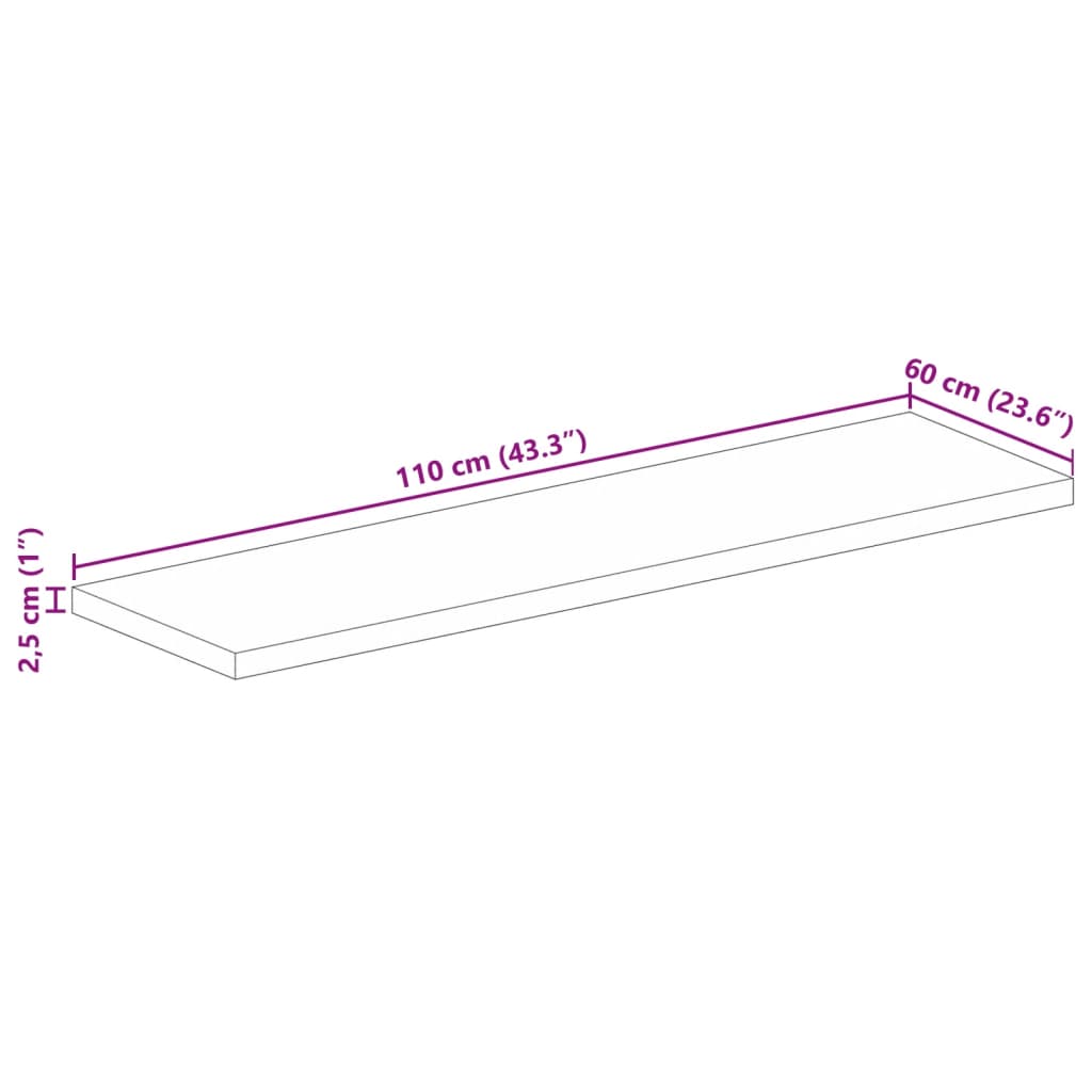Stolna ploča 110x60x2,5 cm pravokutna masivno obnovljeno drvo