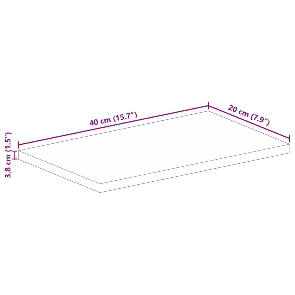 Stolna ploča 40x20x3,8 cm pravokutna masivno obnovljeno drvo
