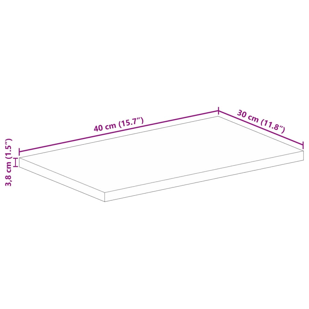 Ploča za stol 40x30x3,8 cm pravokutna masivno obnovljeno drvo