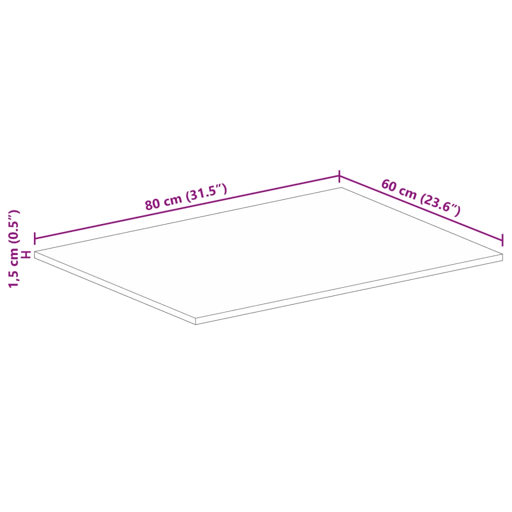 Stolna ploča 90x80x3,8 cm pravokutna masivno grubo drvo manga