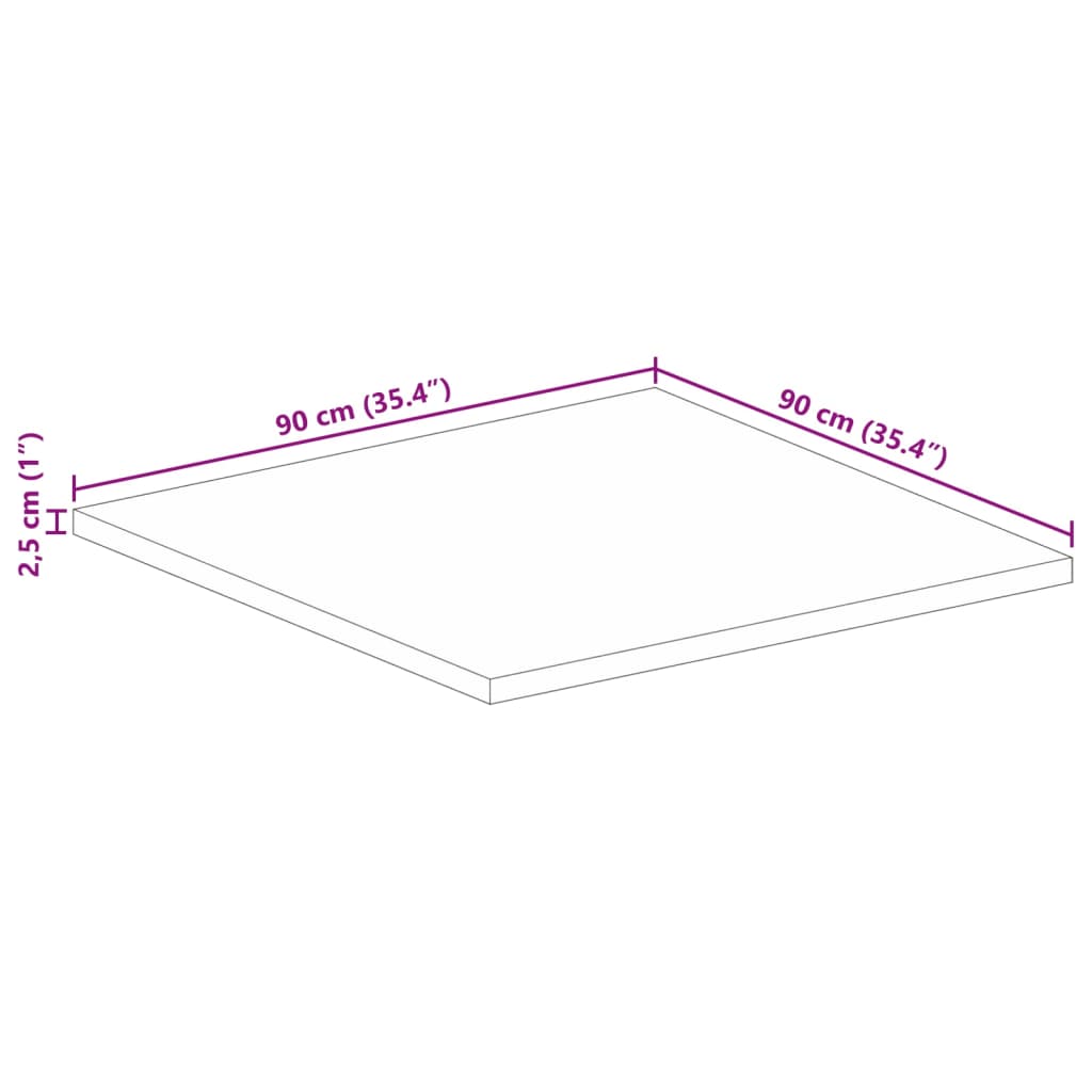 Stolna ploča 90x90x2,5 cm četvrtasta masivno obnovljeno drvo