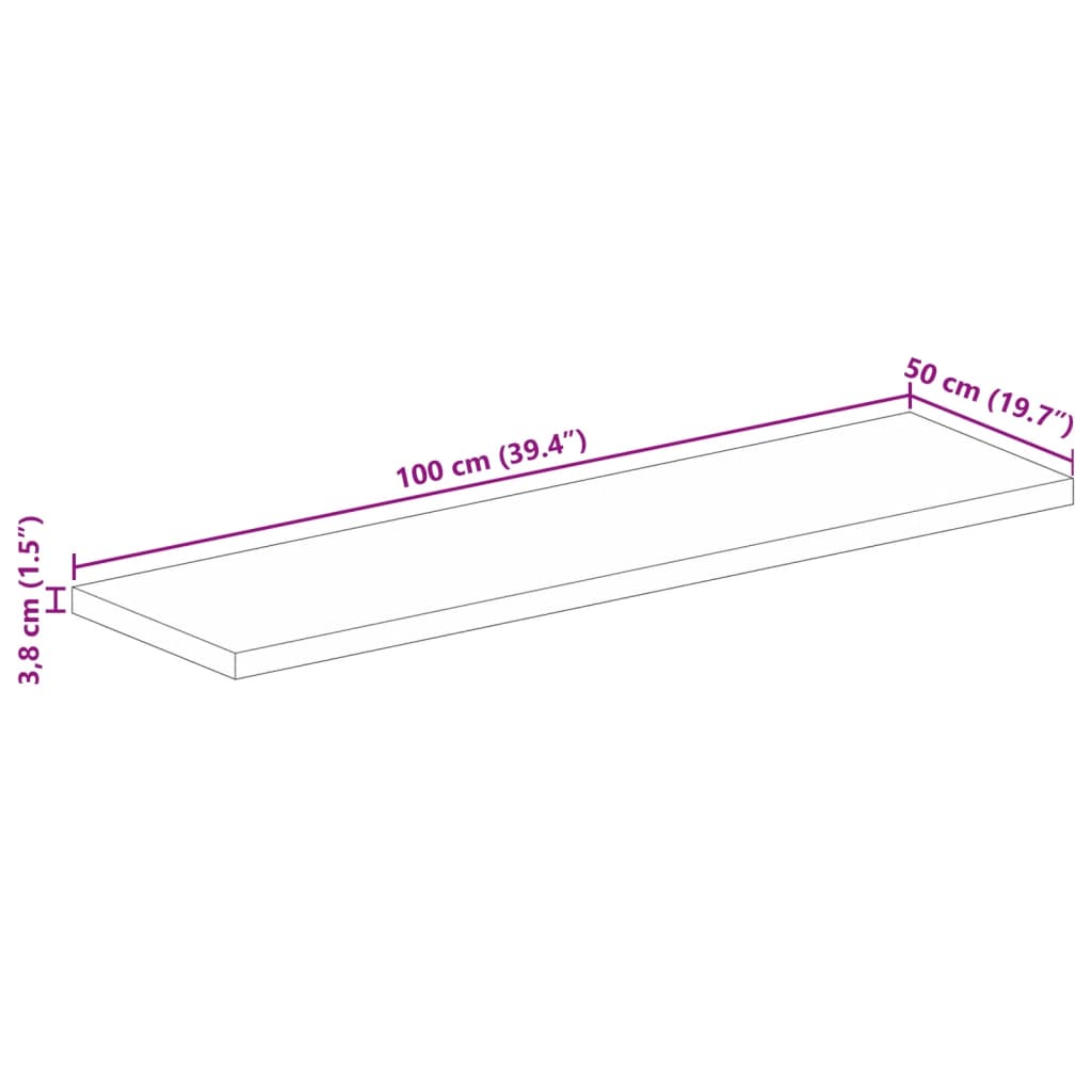 Stolna ploča 100x50x3,8 cm pravokutna masivno grubo drvo manga