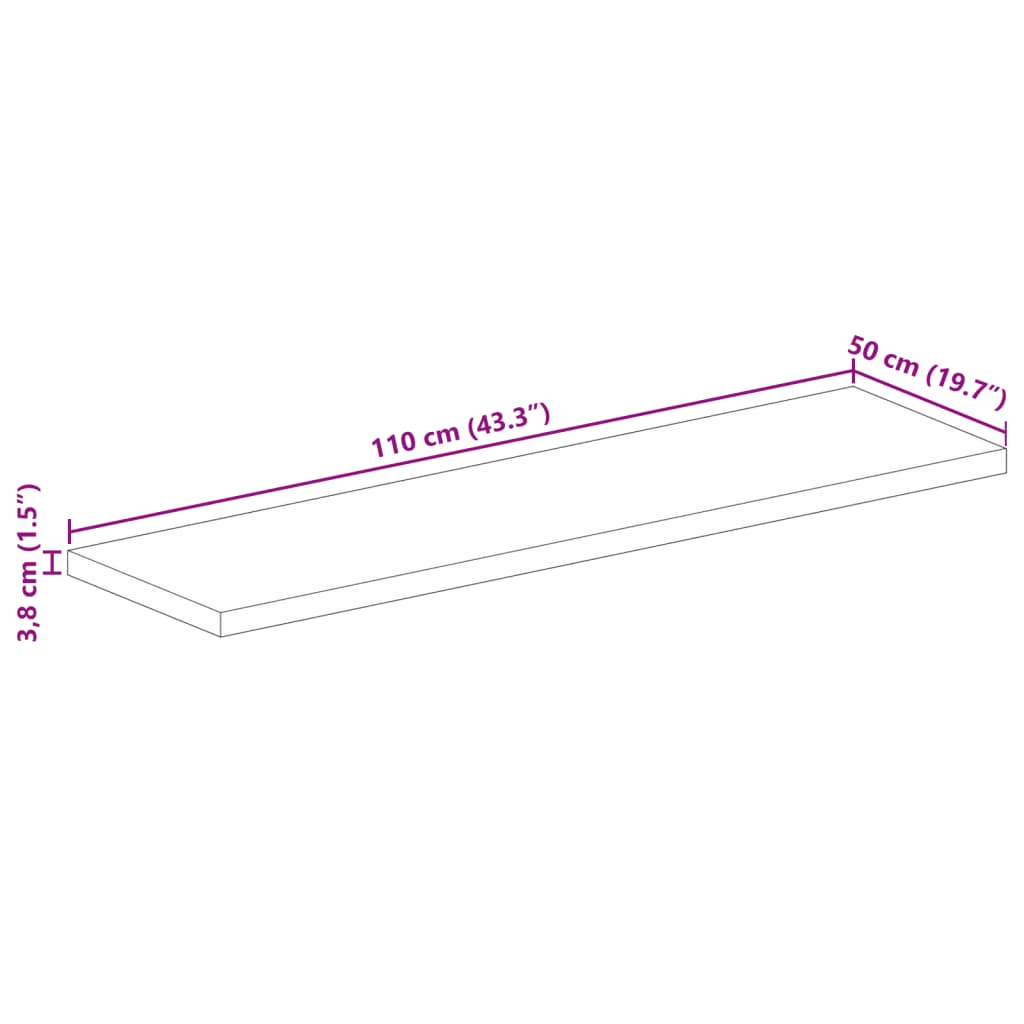 Ploča stola 110x50x3,8 cm pravokutna puna drvena gruba mango