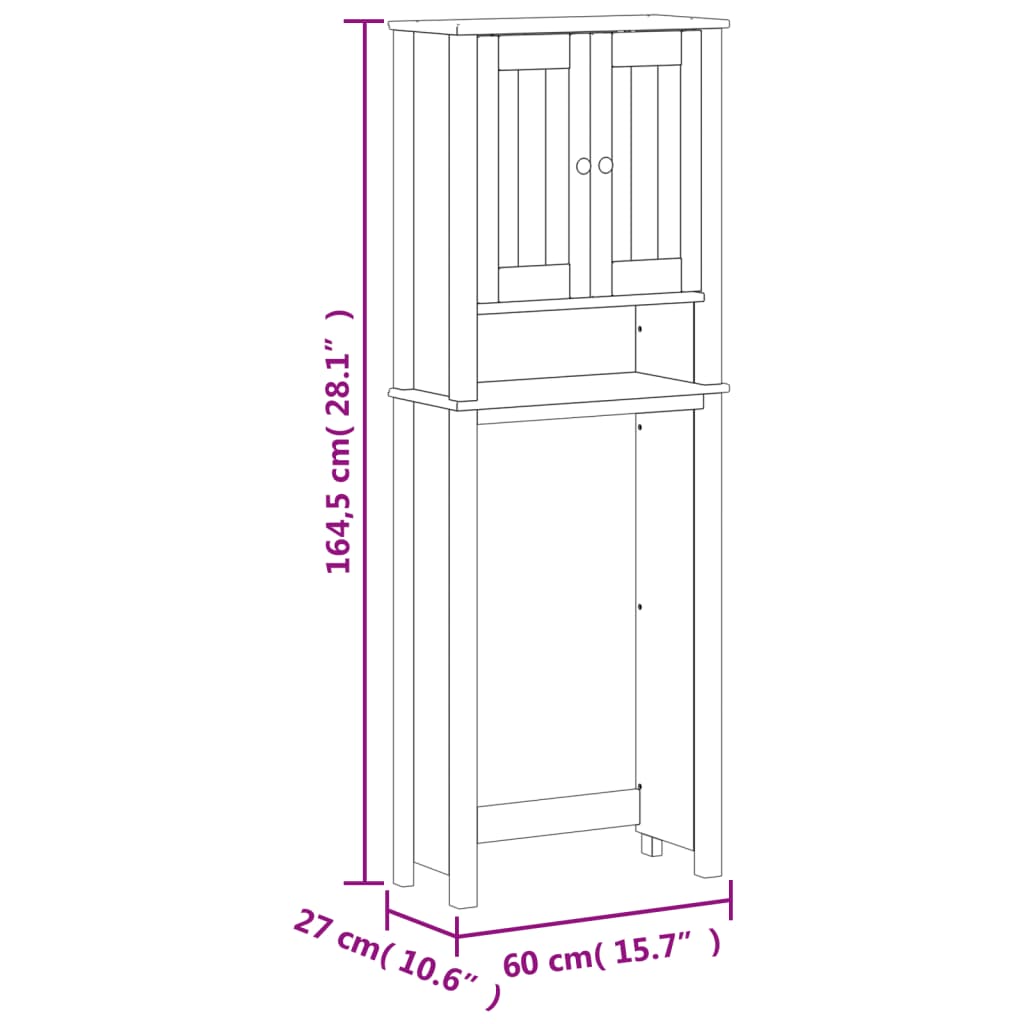 Spremište iznad toaletne školjke BERG crno 60x27x164,5cm drveno
