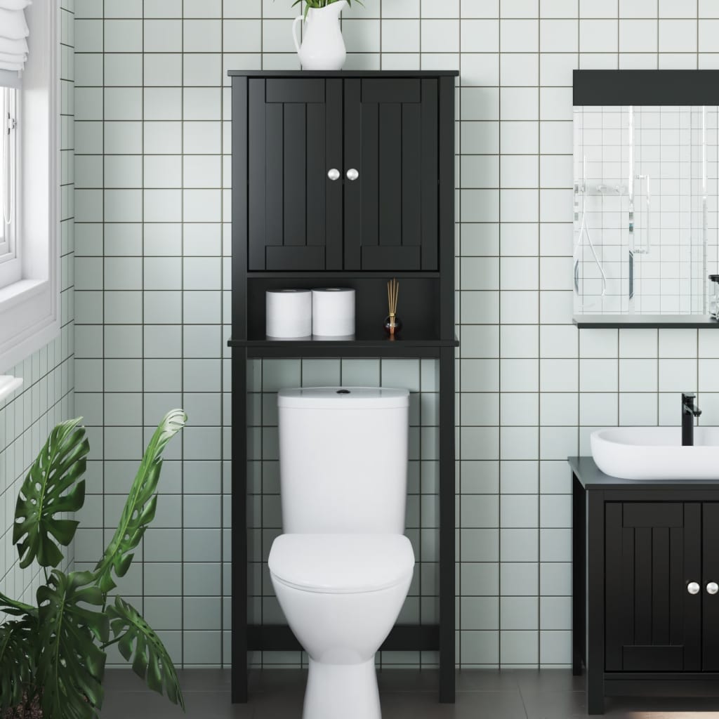 Spremište iznad toaletne školjke BERG crno 60x27x164,5cm drveno