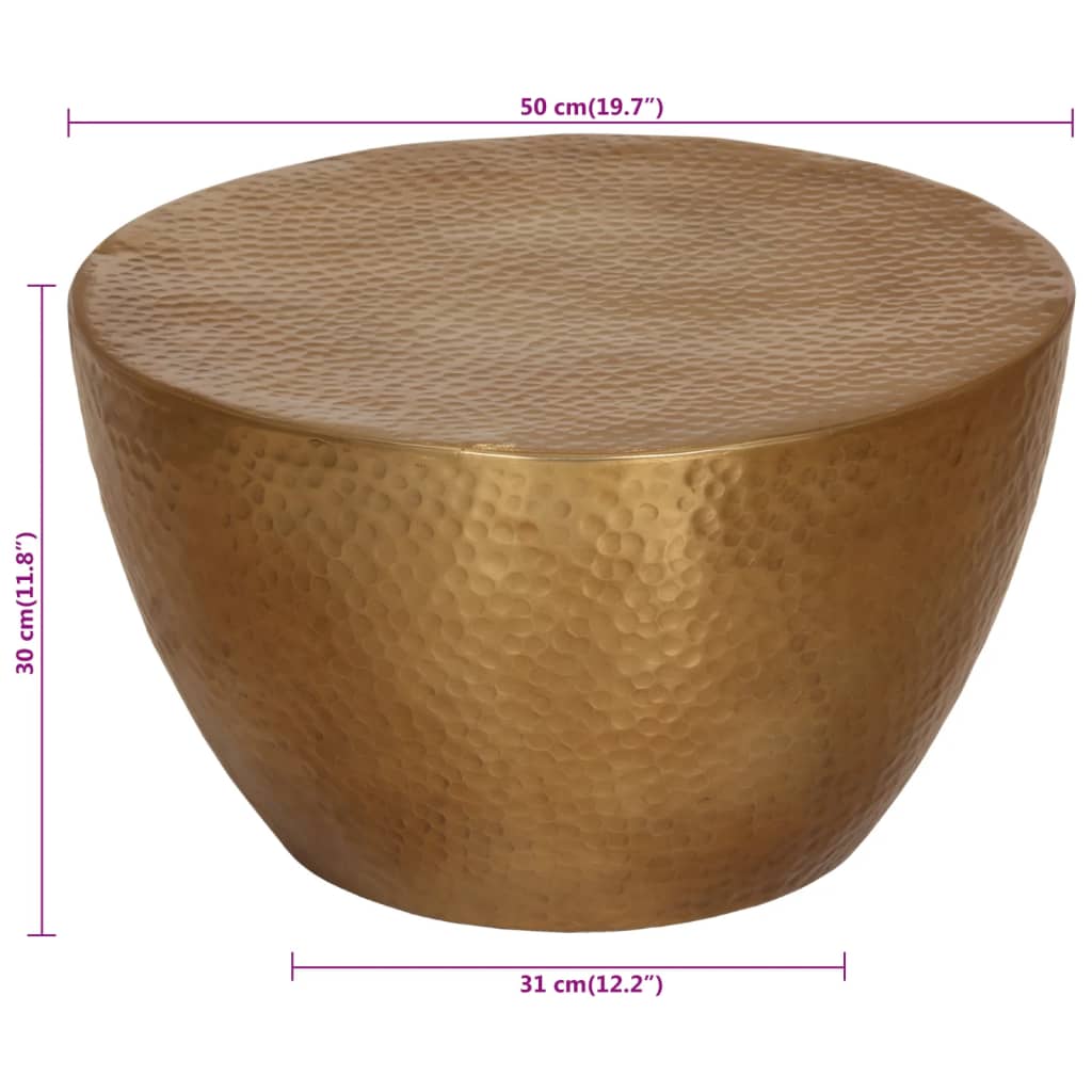 Stolić za kavu od čekićanog aluminija Ø 50 x 30 cm mjedeni