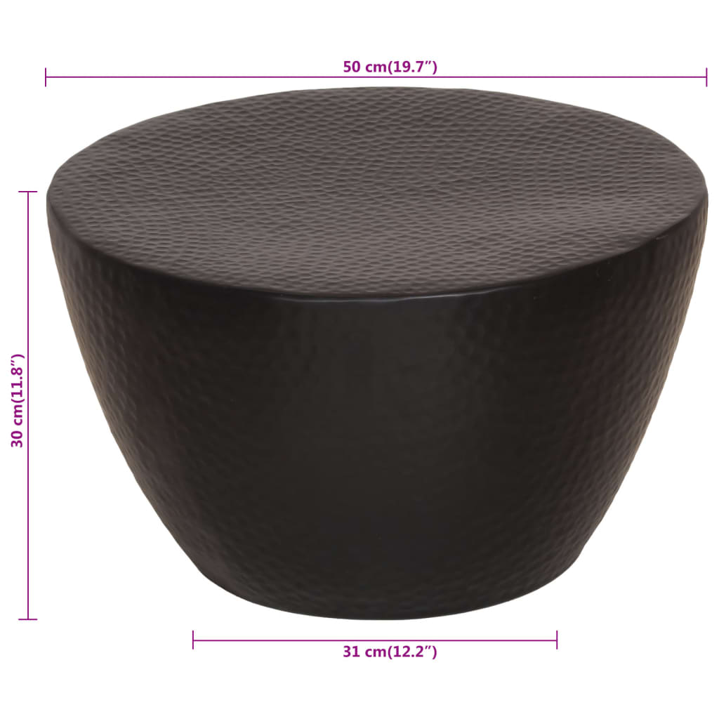 Stolić za kavu od čekićanog aluminija Ø 50 x 30 cm crni
