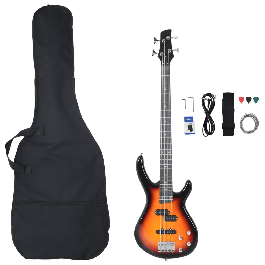 Električna bas gitara za početnike s torbom smeđe-crna 4/4 46 "