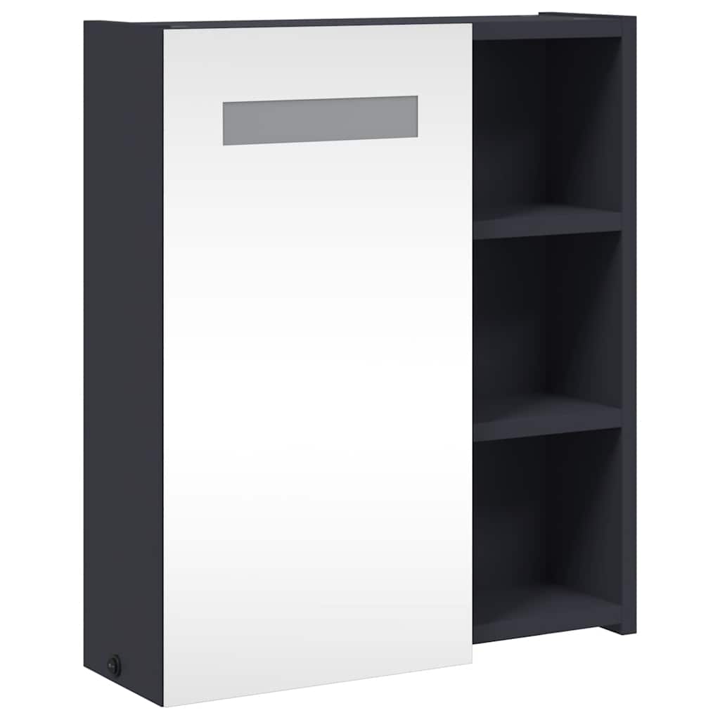 Kupaonski ormarić s ogledalom i LED svjetlom sivi 45x13x52 cm