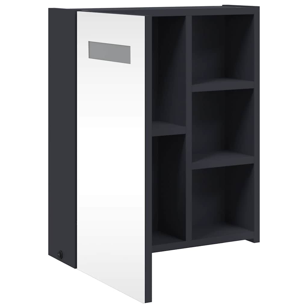 Kupaonski ormarić s ogledalom i LED svjetlom sivi 45x13x52 cm