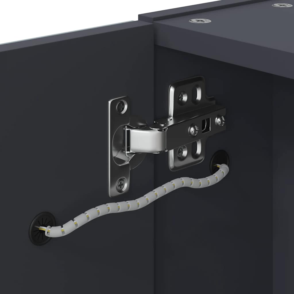 Kupaonski ormarić s ogledalom i LED svjetlom sivi 45x13x52 cm