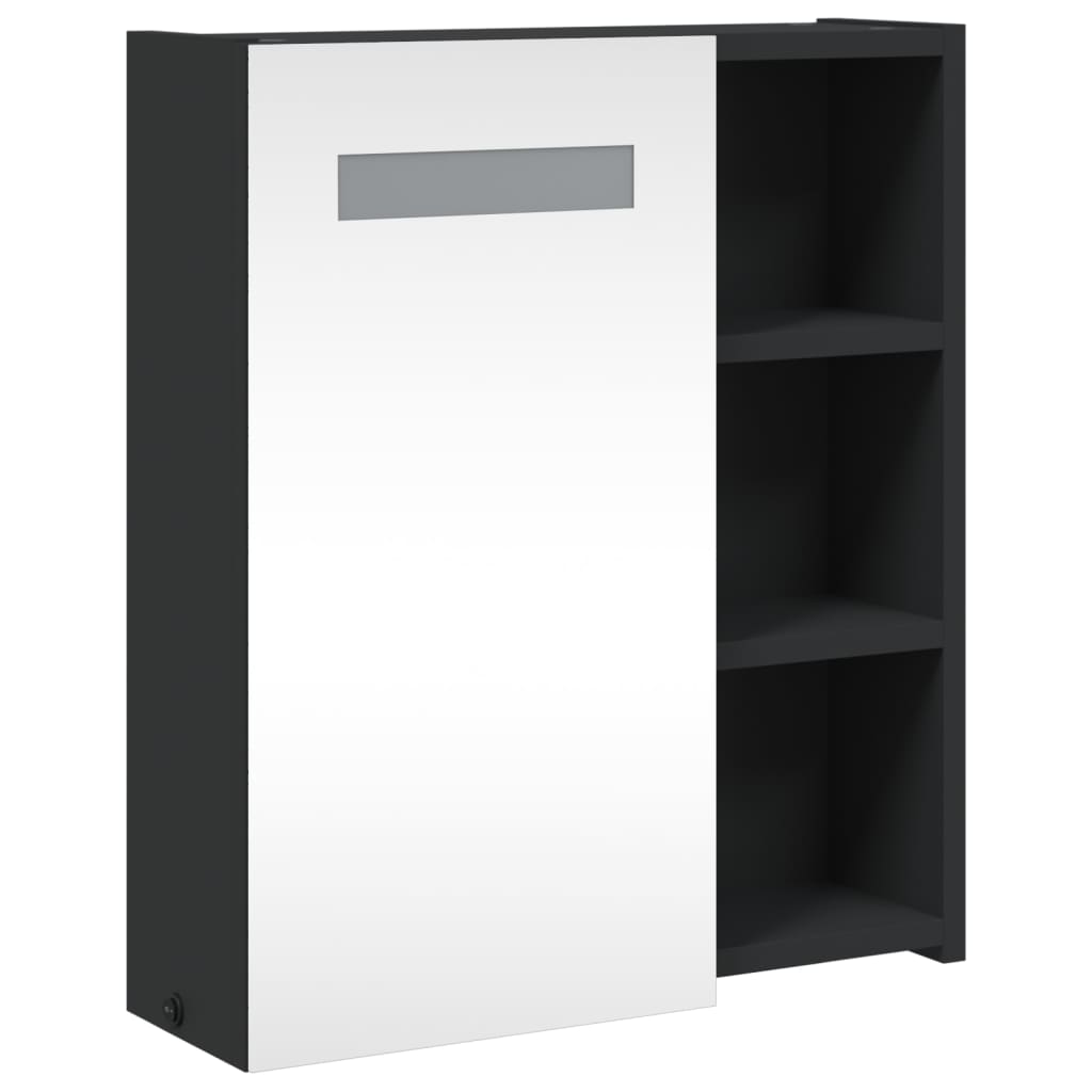 Kupaonski ormarić s ogledalom i LED svjetlom crni 45x13x52 cm
