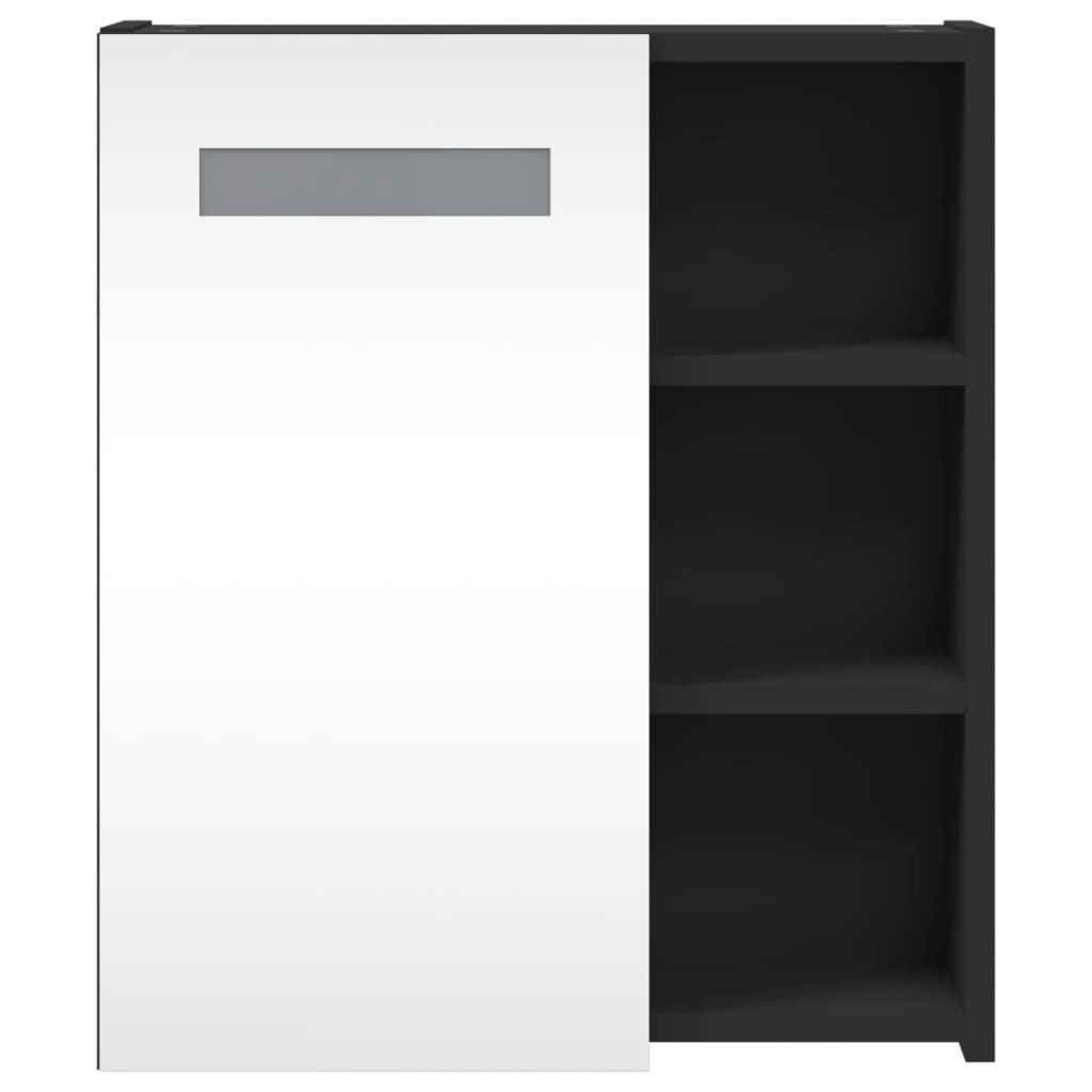 Kupaonski ormarić s ogledalom i LED svjetlom crni 45x13x52 cm