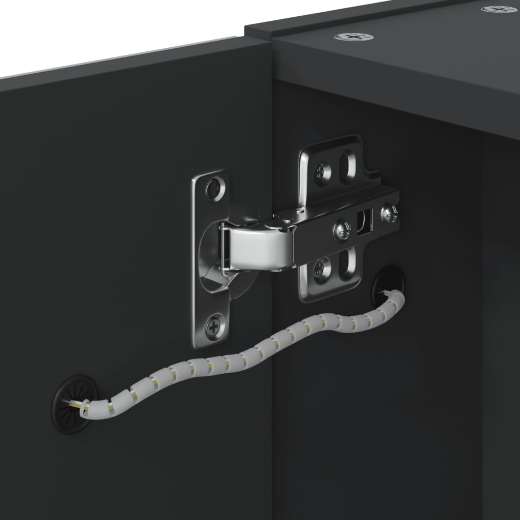 Kupaonski ormarić s ogledalom i LED svjetlom crni 45x13x52 cm