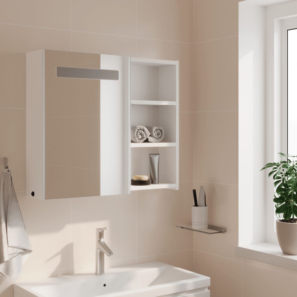 Kupaonski ormarić s ogledalom i LED svjetlom bijeli 60x13x52 cm
