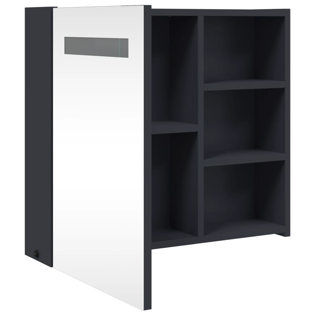 Kupaonski ormarić s ogledalom i LED svjetlom sivi 60x13x52 cm