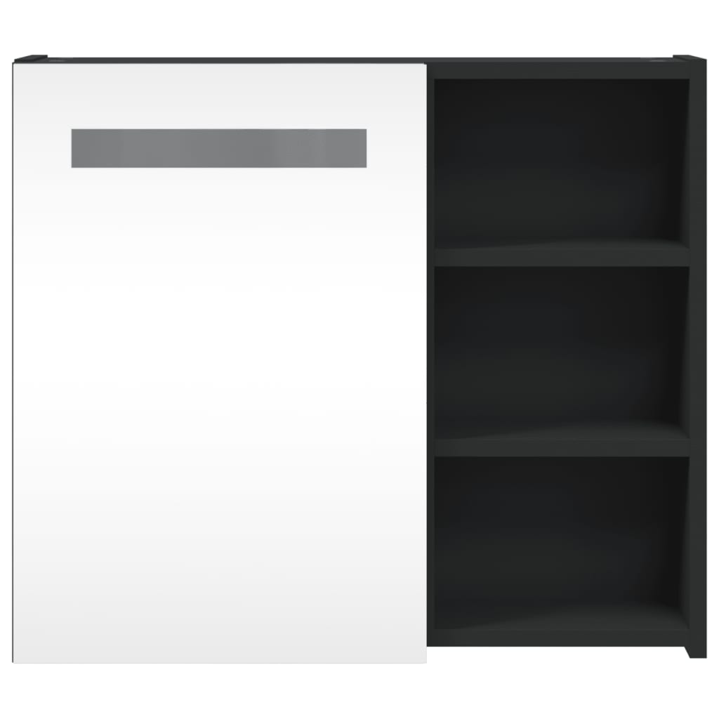 Kupaonski ormarić s ogledalom i LED svjetlom crni 60x13x52 cm