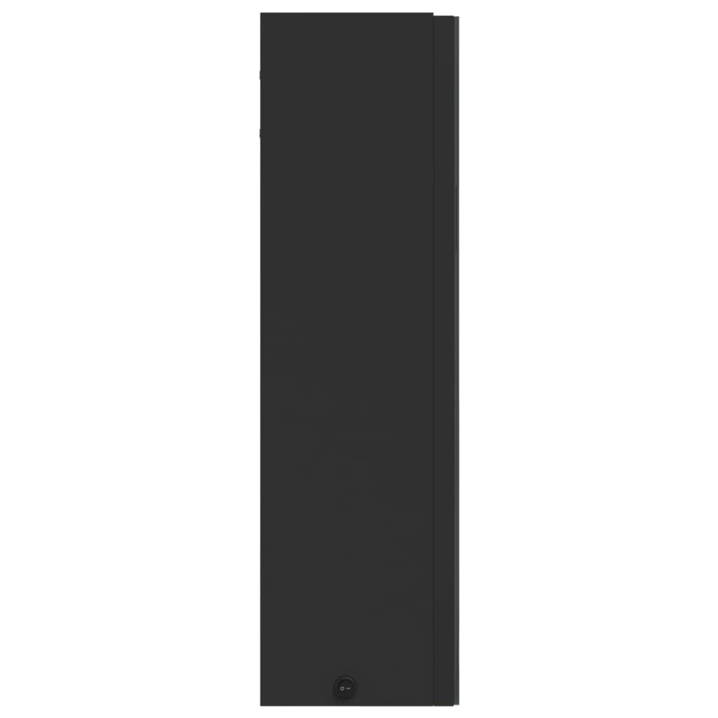 Kupaonski ormarić s ogledalom i LED svjetlom crni 60x13x52 cm