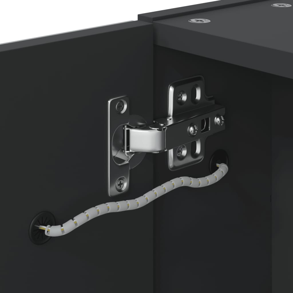 Kupaonski ormarić s ogledalom i LED svjetlom crni 60x13x52 cm
