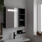 Kupaonski ormarić s ogledalom i LED svjetlom crni 60x13x52 cm