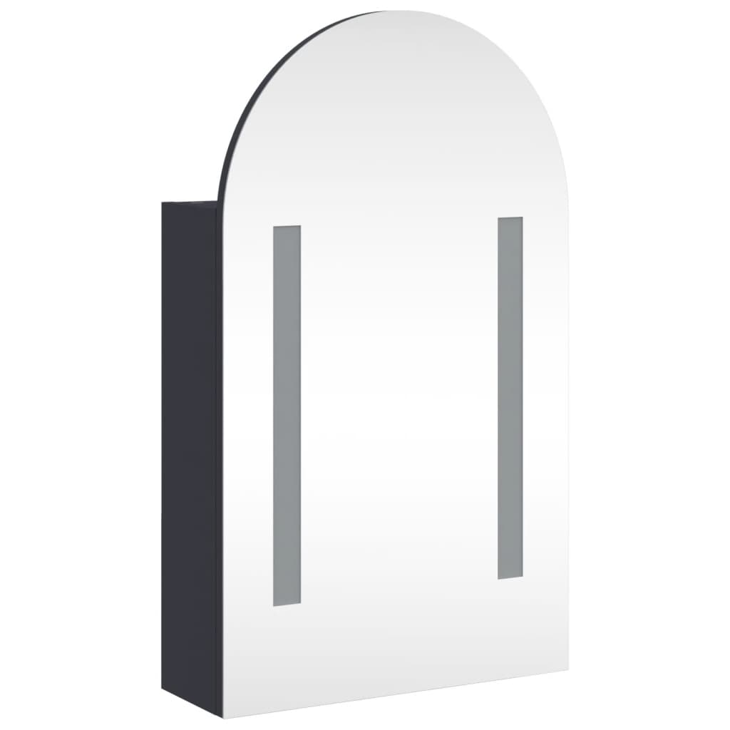 Kupaonski ormarić s ogledalom LED lučni sivi 42 x 13 x 70 cm