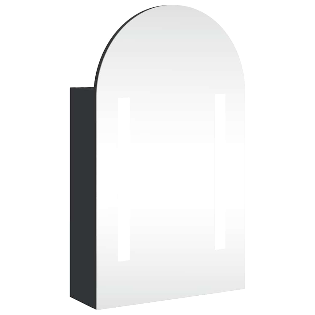 Kupaonski ormarić s ogledalom LED lučni crni 42 x 13 x 70 cm