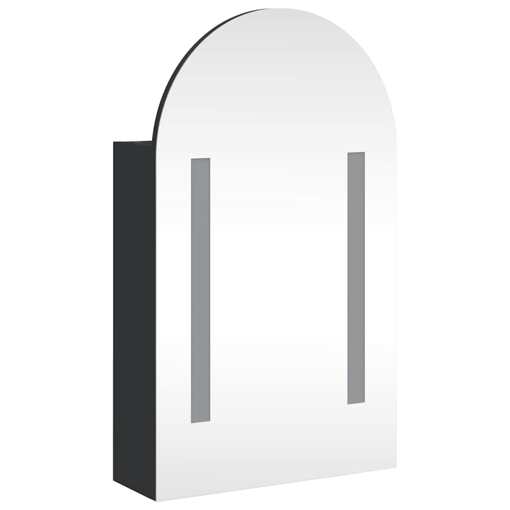 Kupaonski ormarić s ogledalom LED lučni crni 42 x 13 x 70 cm