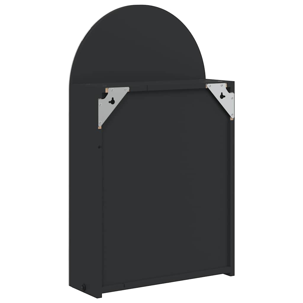 Kupaonski ormarić s ogledalom LED lučni crni 42 x 13 x 70 cm