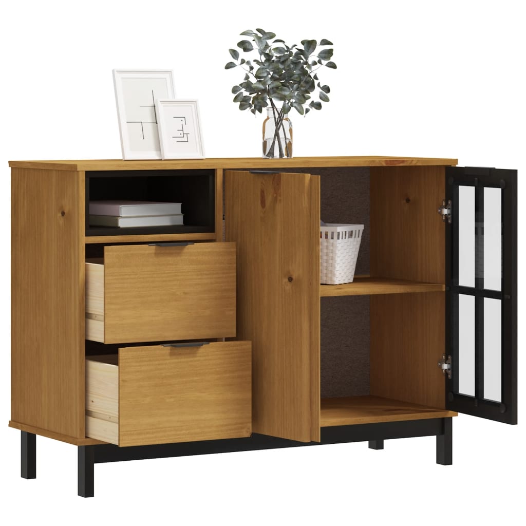 Komoda sa staklenim vratima FLAM 110x40x80 cm masivna borovina