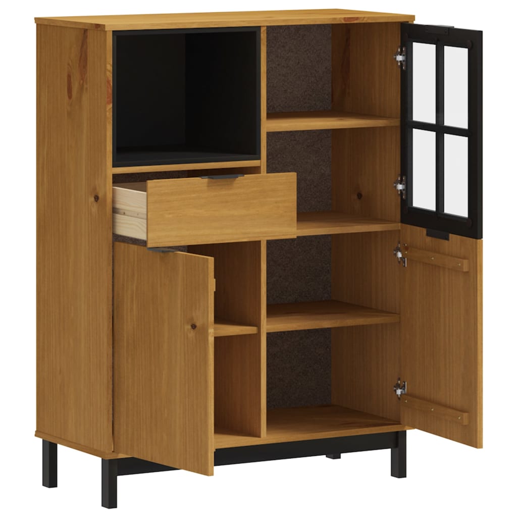 Visoka komoda sa staklenim vratima FLAM 92x40x122,5 cm borovina