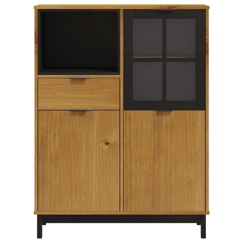 Visoka komoda sa staklenim vratima FLAM 92x40x122,5 cm borovina